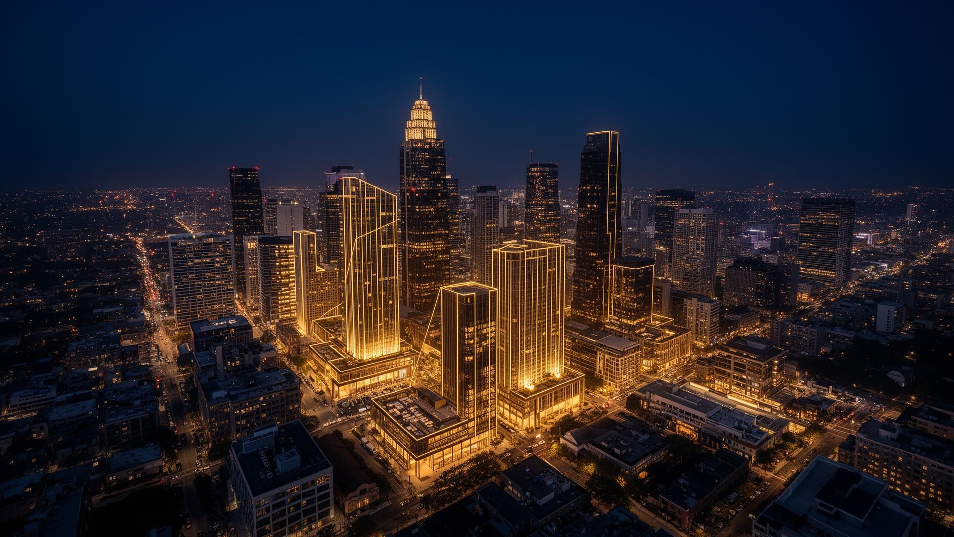 Modern global cityscape representing SEO and GEO visibility