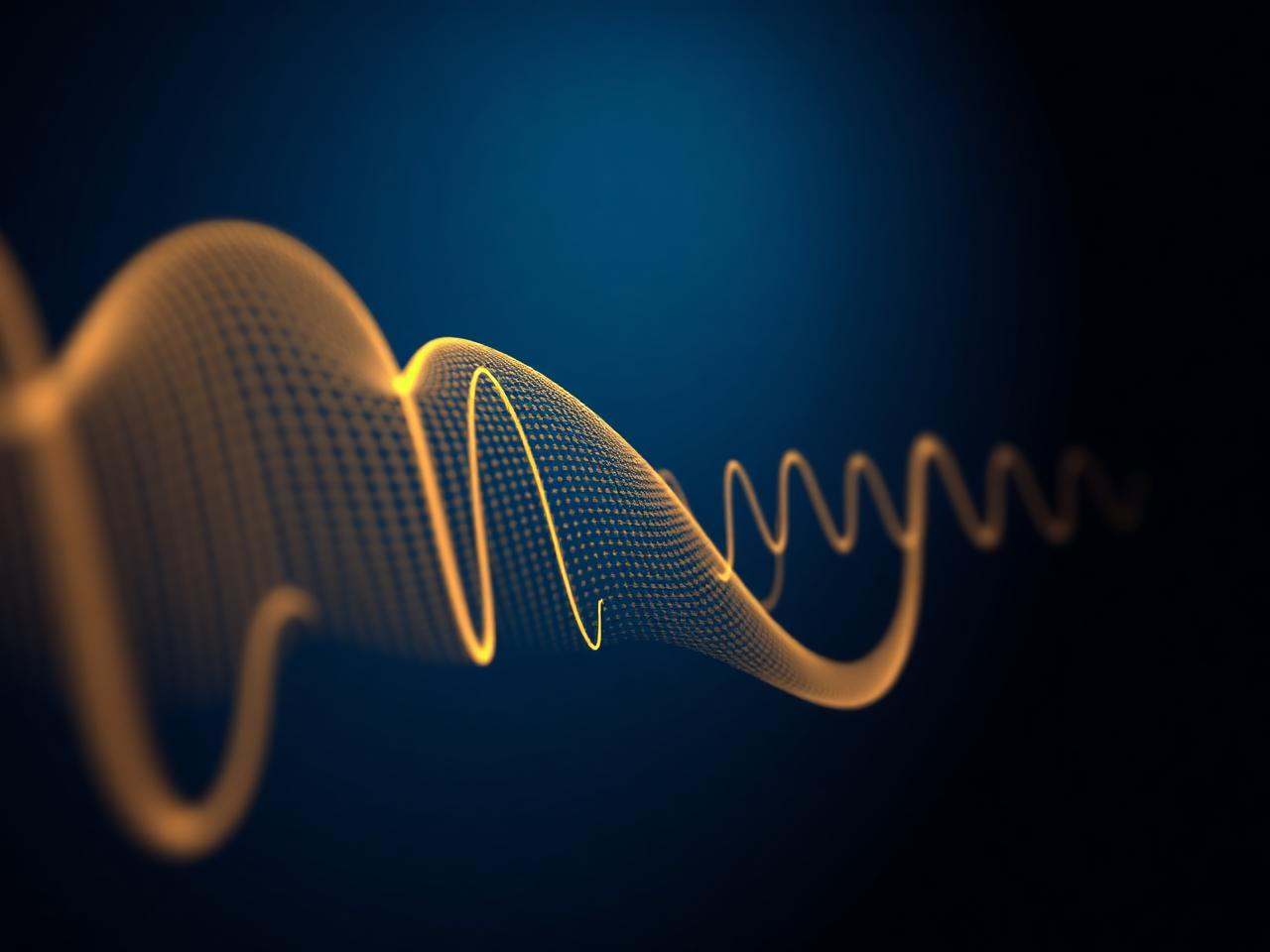 Abstract gold voice waveform on navy backdrop - Voicebot Lead Qualifier